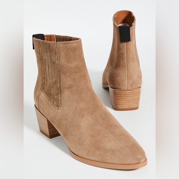 Rag & Bone Rover Suede Chelsea Boot Camel Taupe Almond Toe Ankle Booties Slip On - Picture 4 of 15